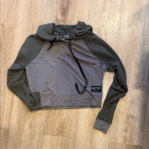 Flag Nor Fail Olive Green cropped Hoodie